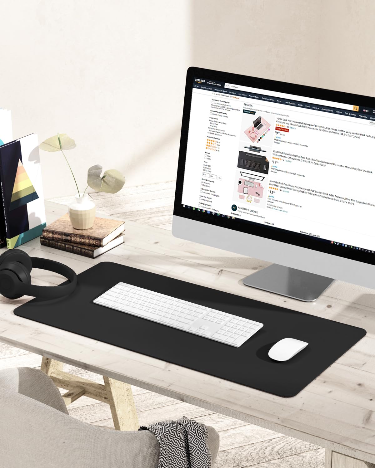 Non-Slip Desk Pad,Mouse Pad,Waterproof PVC Leather Desk Table Protector,Ultra Thin Large Desk Blotter, Easy Clean Laptop Desk Writing Mat for Office Work/Home/Decor(Black, 31.5" x 15.7") ๐ All In One Marketplace Canada