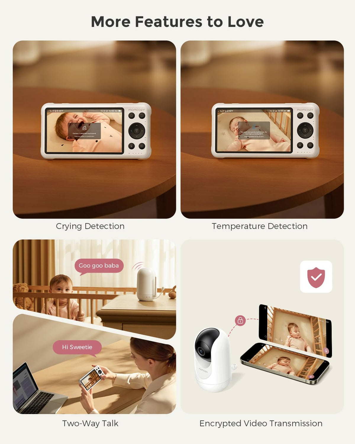 Momcozy Smart WiFi Baby Monitor with Camera and Audio, 5" 1080P Screen with Wall Mount, Motion & Cry Detection, Safe Fence,Clear Night Vision, 5000mAh Battery, 2-Way Talk, Photo & Video Recording,BM04 ๐ All In One Marketplace Canada