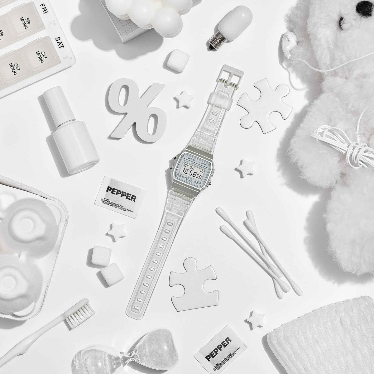 Casio Quartz Watch with Resin Strap, Clear, 20 (Model: F-91WS-7CF) ๐ All In One Marketplace Canada
