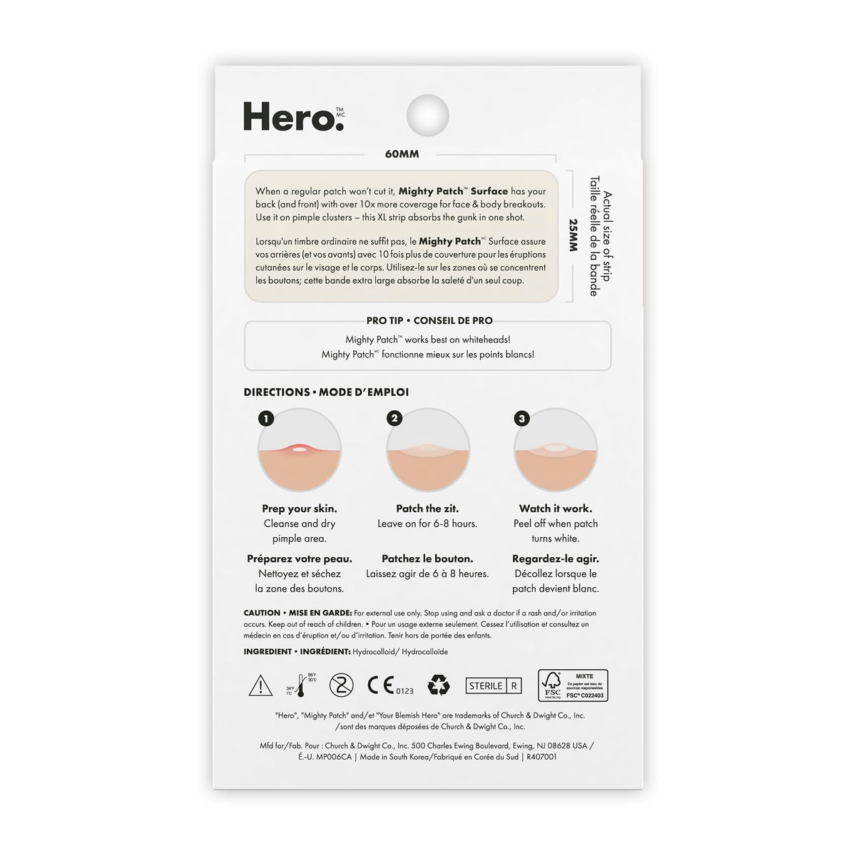 Hero Cosmetics Mighty Patch Surface β Large Hydrocolloid Patch for Pimples on the Body, Back and Face, Suitable for Sensitive Skin, 10 Count π All In One Marketplace Canada