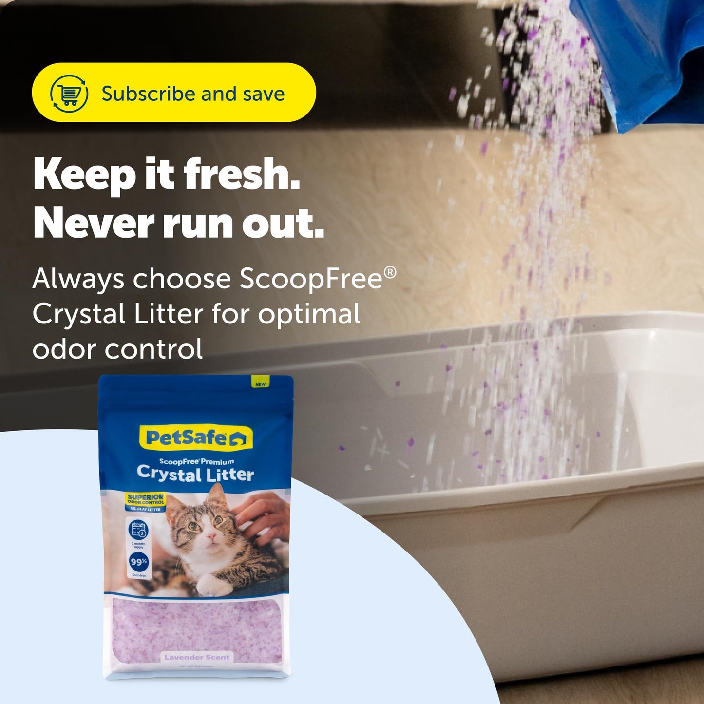 ScoopFree Premium Lavender Scent Crystal Litter, Superior Odor Control, Absorbs 5X Faster, Low Tracking for Less Mess, Lasts up to 2 Months, Lightly Scented (8 lb Bag) π All In One Marketplace Canada