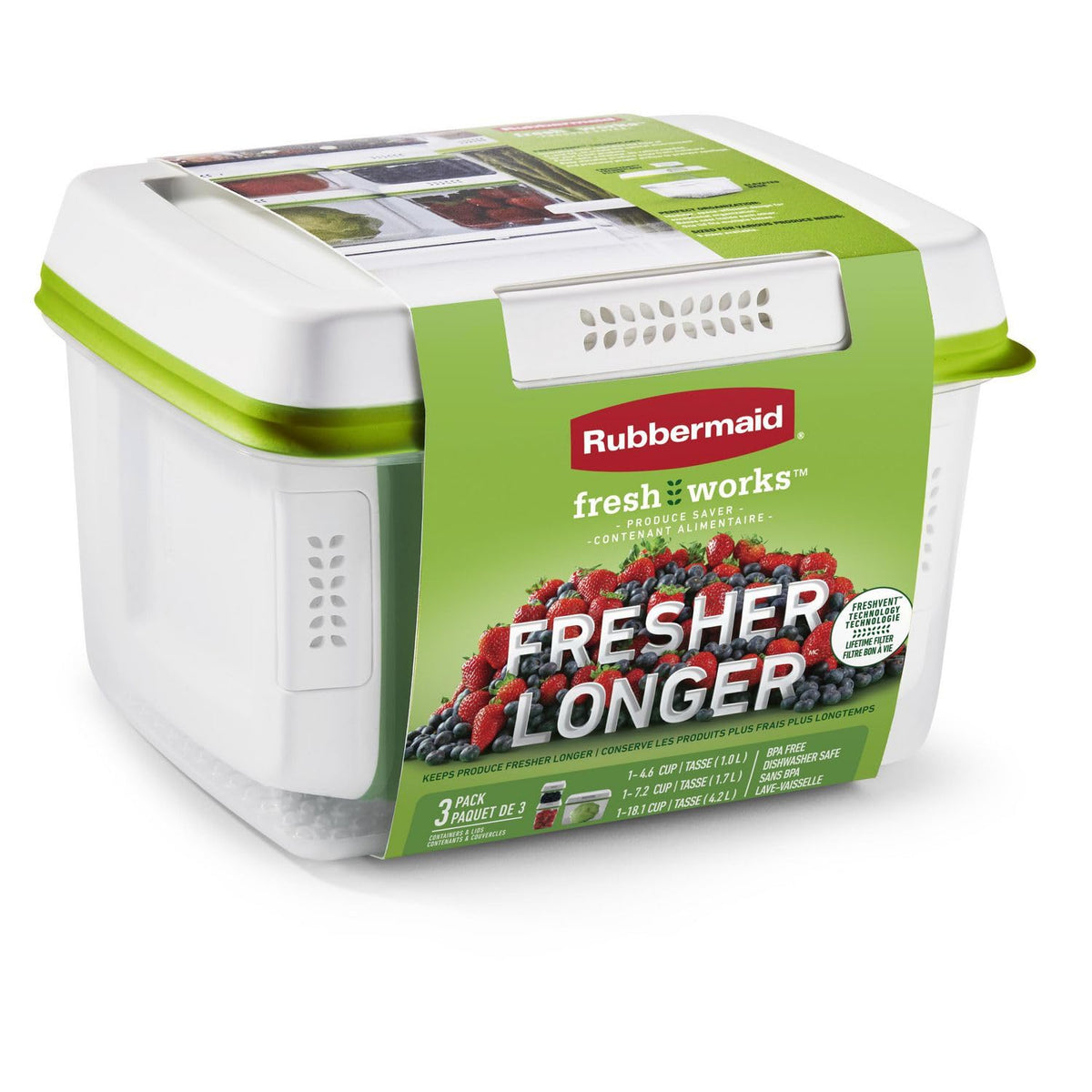 Rubbermaid FreshWorks Produce Saver, Medium and Large Produce Storage Containers, 3 Pack š All In One Marketplace Canada