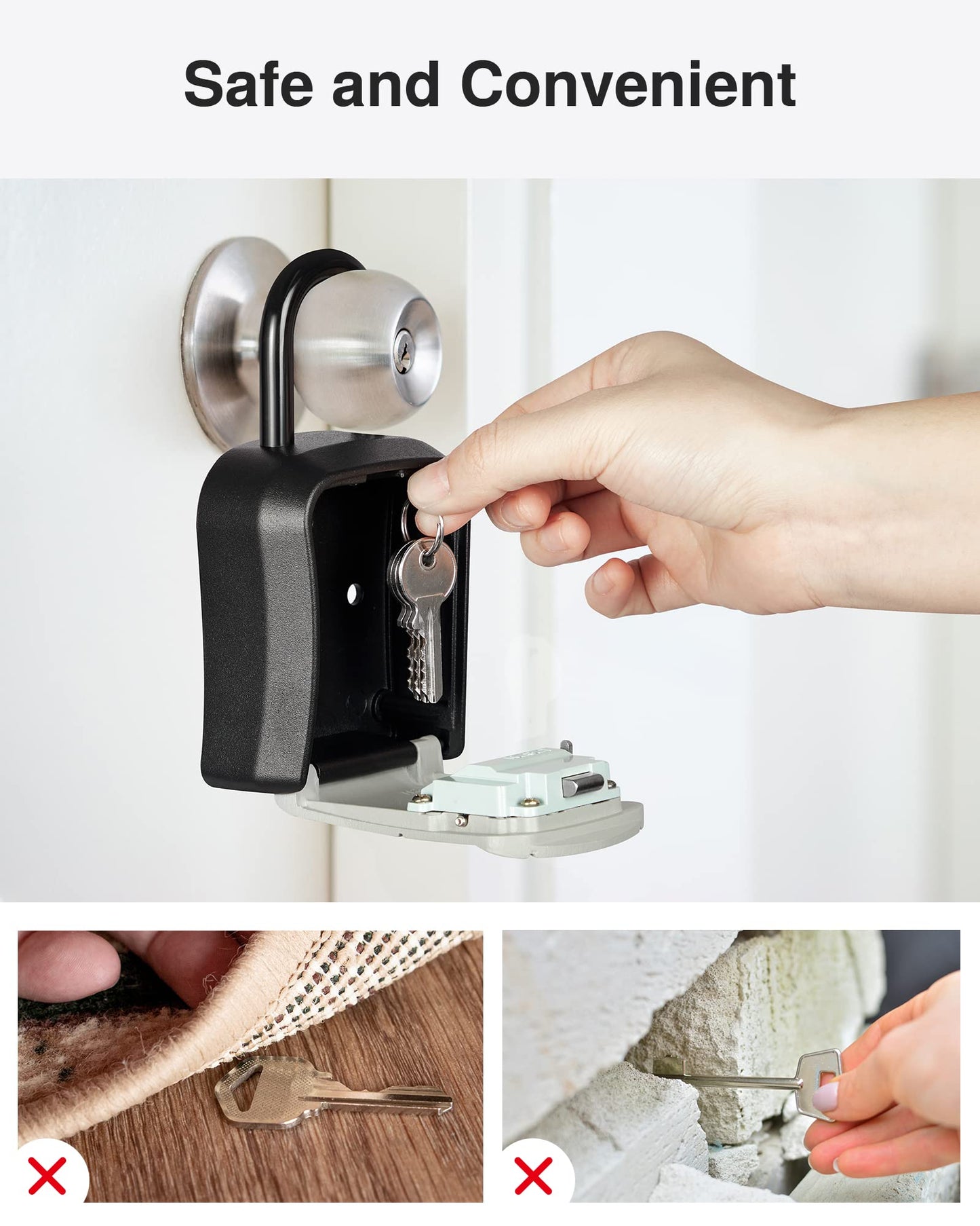Puroma Key Lock Box, Portable Combination Lockbox Wall-Mounted Key Storage Box for House Keys, Resettable Code Safe Security Lock Box for Home, Office, Apartment Spare Key Storage (1 Pack, Gray) ๐ All In One Marketplace Canada