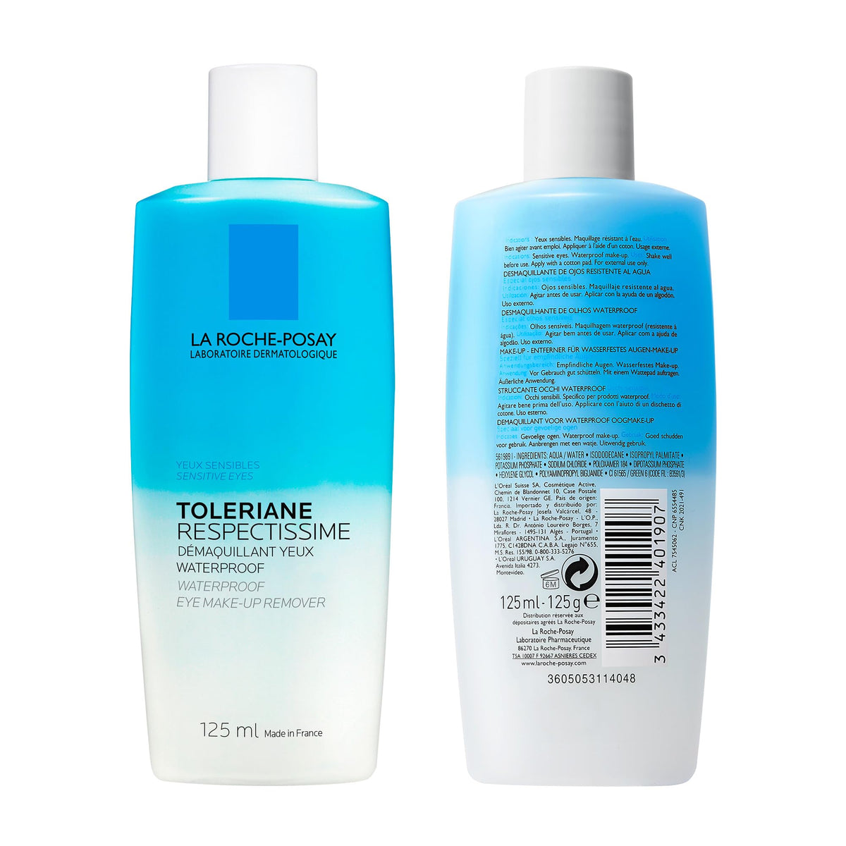 La Roche Posay Waterproof Eye Makeup Remover, Toleriane Respectissime Gentle Makeup Removing Cleanser, Bi-Phase Formula for Sensitive Eyes, Fragrance Free, Recommended by Dermatologists, 125ml ๐ All In One Marketplace Canada