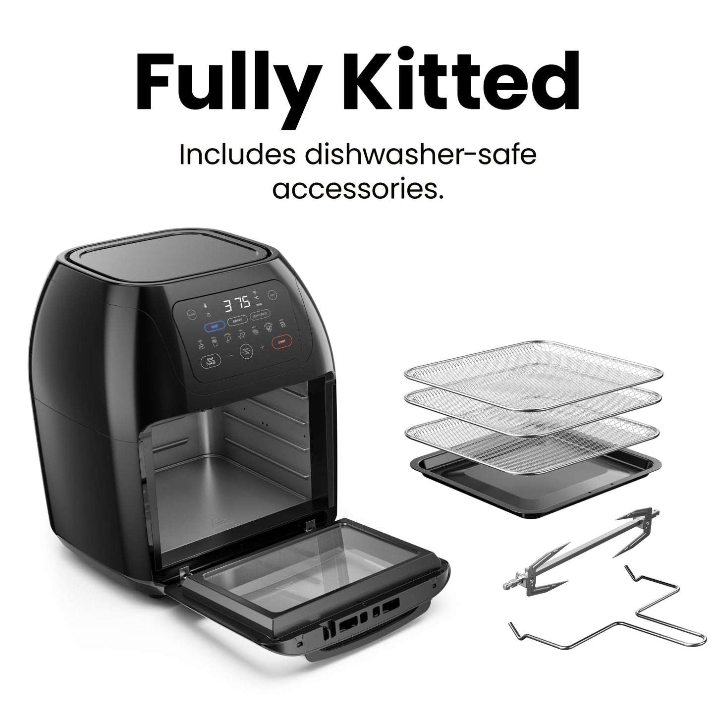 CHEFMAN Multifunctional Digital AirFryer+ Rotisserie,Dehydrator, Convection Oven17 Touch Screen Presets Fry,Roast,Dehydrate, Bake, XL 10L Family Size,Auto Shutoff,Large Easy-View Window Black,10 Quart ๐ All In One Marketplace Canada