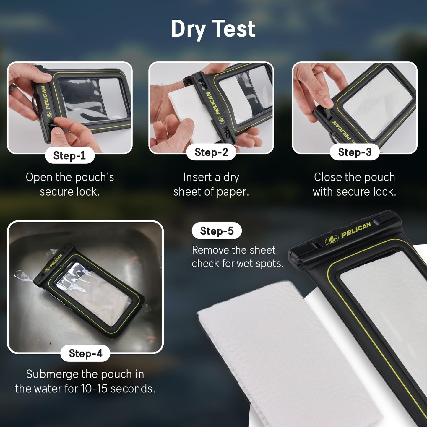 Pelican 2 Pack Marine Waterproof Phone Pouch (Regular) -Black/Hi-Vis Yellow ๐ All In One Marketplace Canada