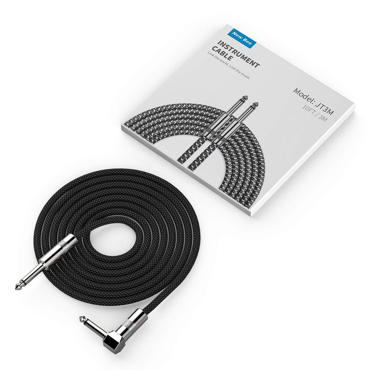 Guitar Cable 10ft New bee Electric Instrument Cable Bass AMP Cord for Electric Guitar, Bass Guitar, Electric Mandolin, Pro Audio (Right Angle to Straight, Black) ๐ All In One Marketplace Canada