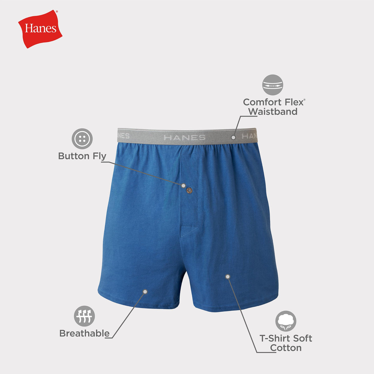 Hanes Men's 5-Pack Exposed Waistband Knit Boxers, Assorted, Large/36-38 ๐ All In One Marketplace Canada