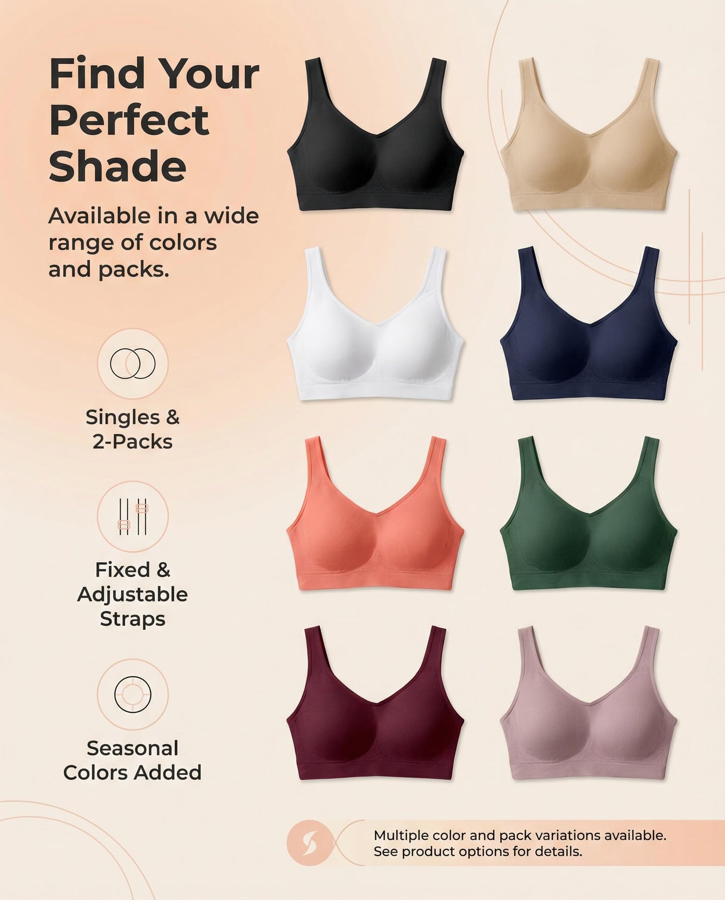 SHAPERMINT Wireless Bras for Women - Full Support Seamless Bralette, Compression Sports Bra, Plus Size Minimizer Bras, Padded Wirefree Bra for Women Nude 🍁 All In One Marketplace Canada