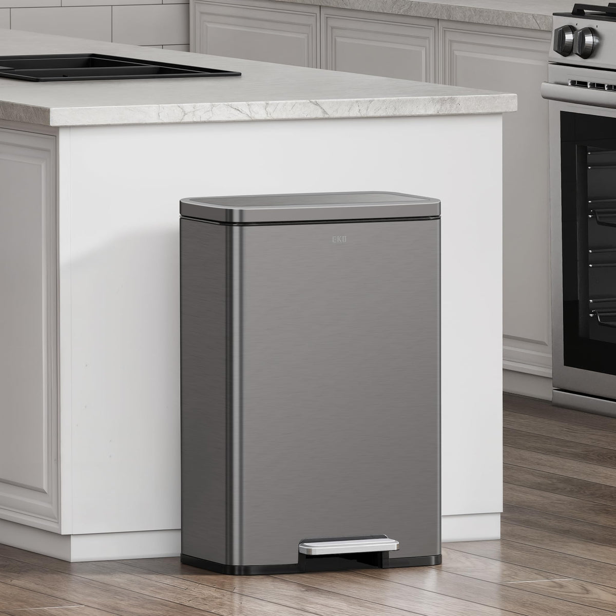 EKO Madison Gunmetal Steel 50 Liter/13.2 Gallon Step Trash Can with Inner Liner - Fingerprint Resistant Finish ๐ All In One Marketplace Canada