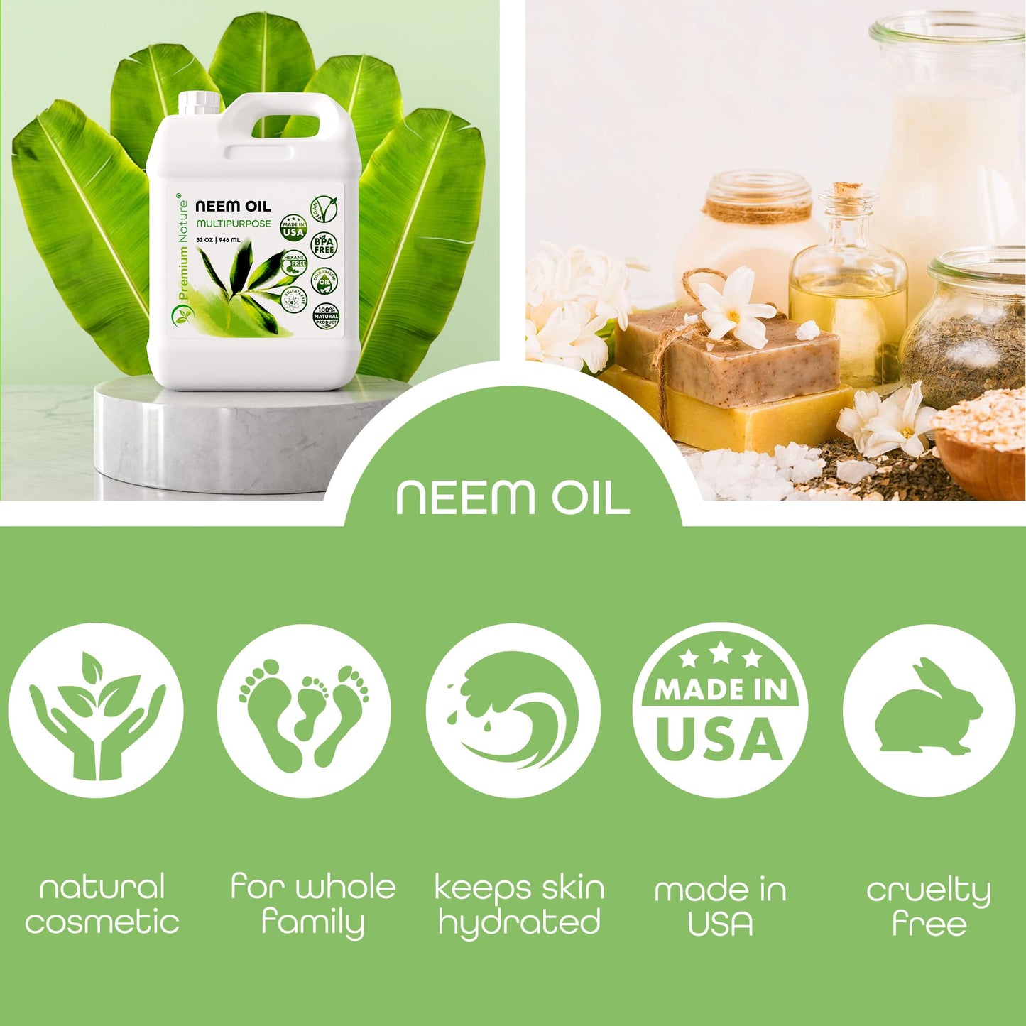 Neem Oil Multipurpose, 100% Natural Neem Oil, Cold-Pressed Unrefined, 946 ml ๐ All In One Marketplace Canada