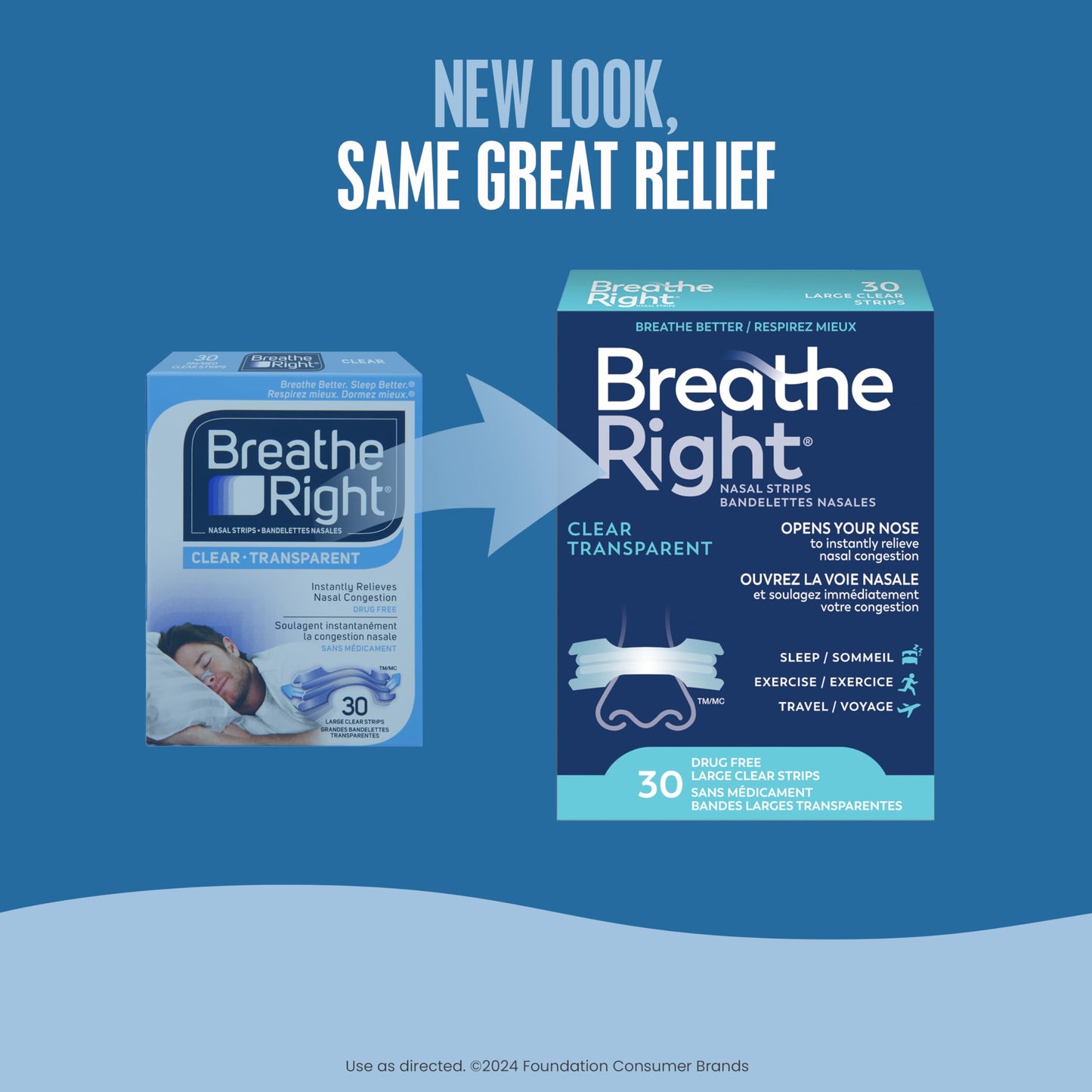 Breathe Right Nasal Strips, Original Large, Clear, Sensitive Skin, Drug-Free Snoring Solution & Nasal Congestion Relief Caused by Colds & Allergies, Nightly Sleep, 30 Count ๐ All In One Marketplace Canada