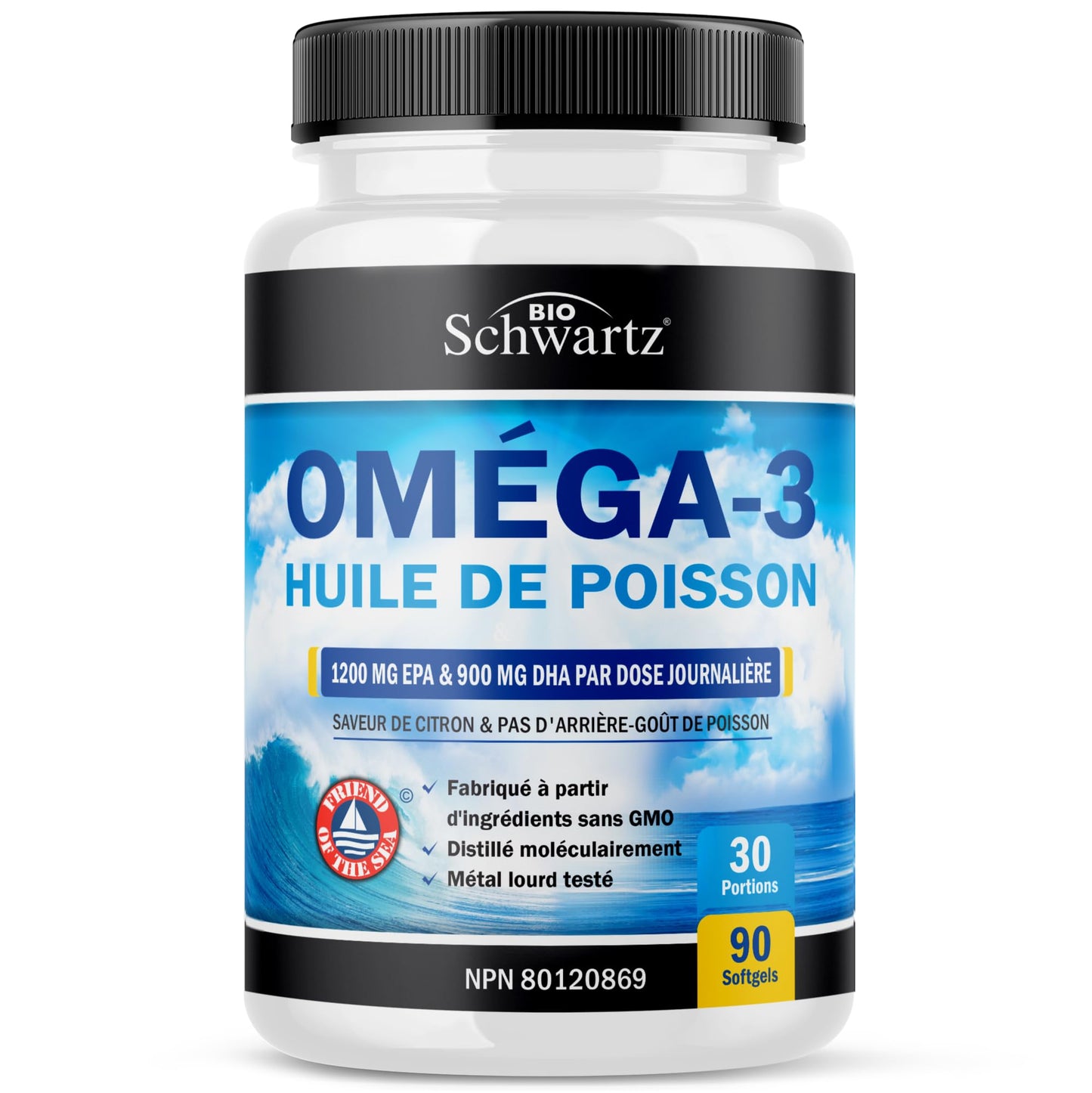 Fish Oil Omega 3 EPA & DHA 2250 mg | Burpless Lemon Flavor Triple Strength Supplement with Fatty Acids from Wild Icelandic Fish | Supports Joint, Eyes, Brain & Skin Health | Non GMO | 90 Softgels ๐ All In One Marketplace Canada