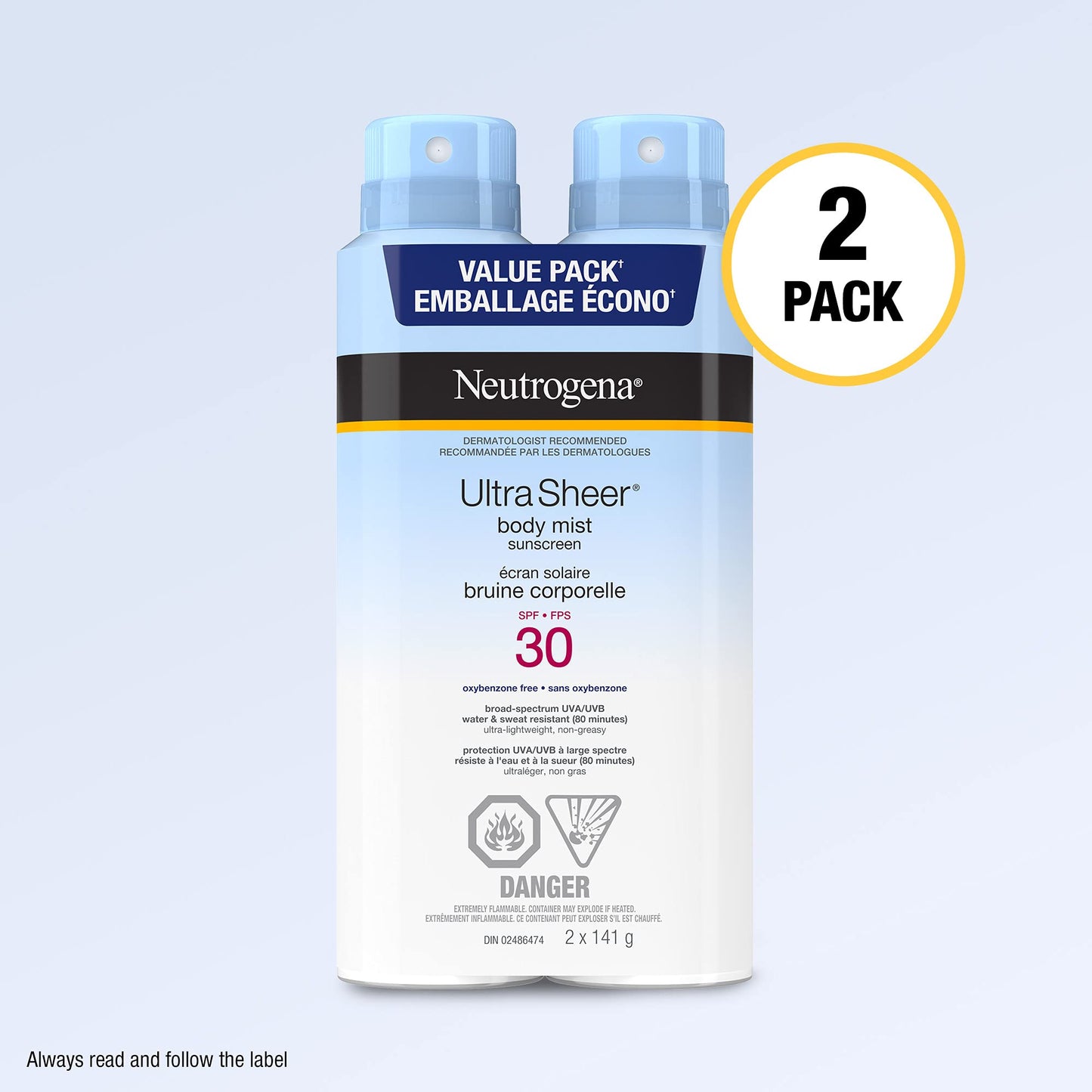 Neutrogena ultra Sheer Body Mist Sunscreen Spray Spf 30 Duo Pack With Uva/uvb Broad Spectrum Sun Protection, lightweight, Water-resistant, Oil-Free, non-comedogenic & Oxybenzone-Free, 2 X, 141 Grams ๐ All In One Marketplace Canada