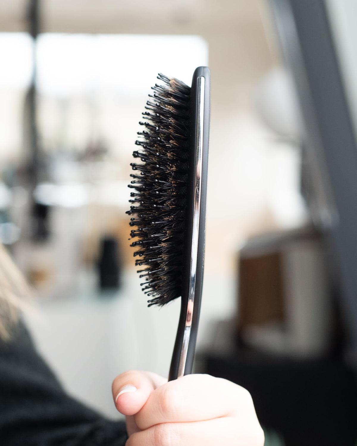 FRAMAR Black Boar Bristle Hair Brush - Natural Bristle Brush For Fine Hair, Boar Brush For Slicking Back Hair, Hair Brush For Women, Slick Back Hair Brush, Brosse a Cheveux, Brosse Poil De Sanglier ๐ All In One Marketplace Canada