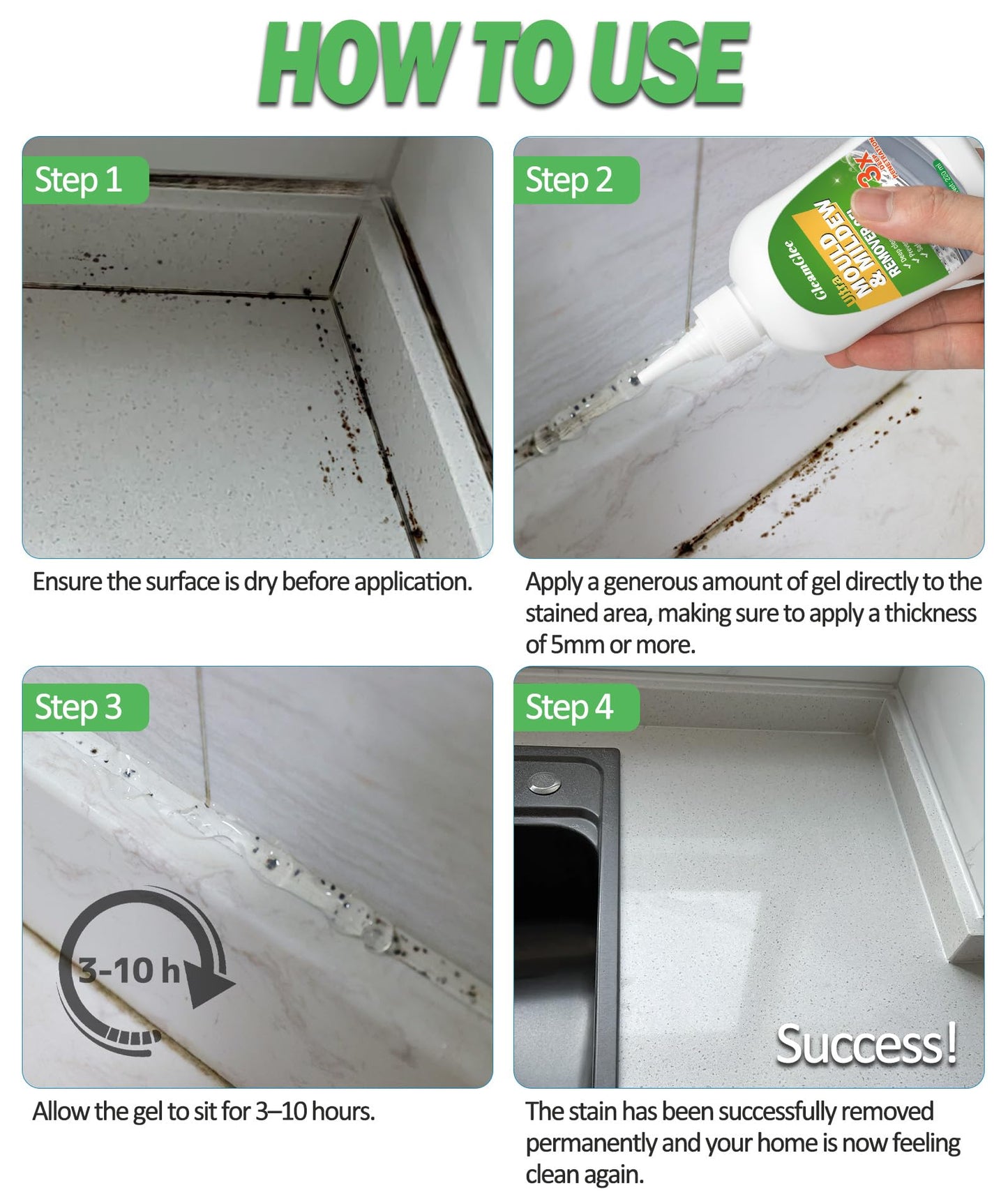 Mould Remover Gel, Powerful Mould Mildew Remover for Washing Machine, Top Load, Front Load, Tub Seal, Grout, Bathroom, Shower, Tiles, Refrigerator Strips, Kitchen Cleaner - 8 fl.oz π All In One Marketplace Canada