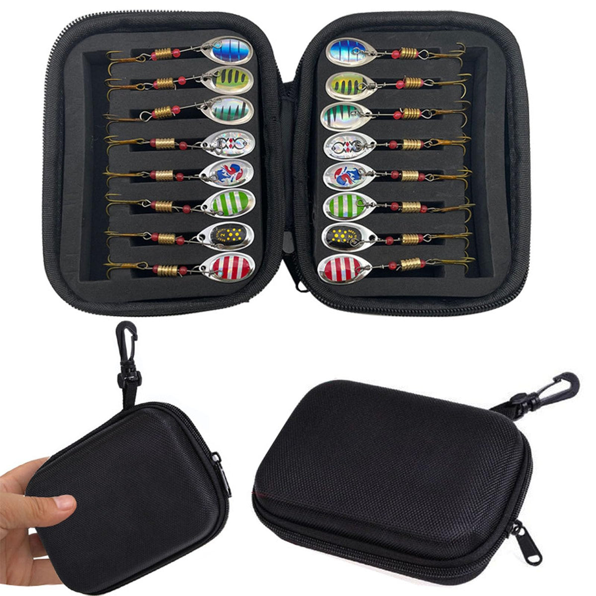 Vkinman 16 Pcs Fishing Lures Spinner Bait with Treble Hooks for Bass Trout Salmon Fishing Tackle Spinnerbait Spoons Metal Sequins Spinners Baits Fishing Bait for Freshwater Saltwater Fishing ๐ All In One Marketplace Canada