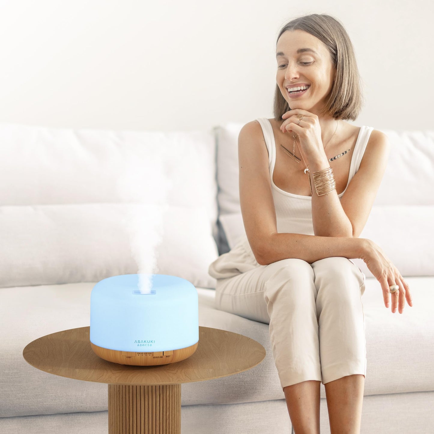 ASAKUKI 500ml Essential Oil Diffuser, 5 in 1 Premium Ultrasonic Aromatherapy Fragrant Oil Vaporizer Humidifier with Remote Control, 3 Timer and Auto-Off Safety Switch, 7 LED Light Colors ๐ All In One Marketplace Canada