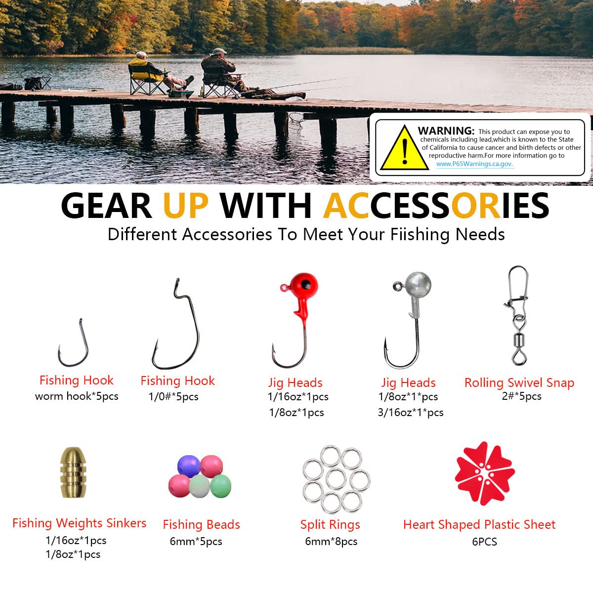 UperUper Fishing Lures Kit Set, Baits Tackle Including Crankbaits, Topwater, Spinnerbaits, Worms, Jigs, Hooks, Tackle Box and More Fishing Gear Lure for Bass Trout ๐ All In One Marketplace Canada