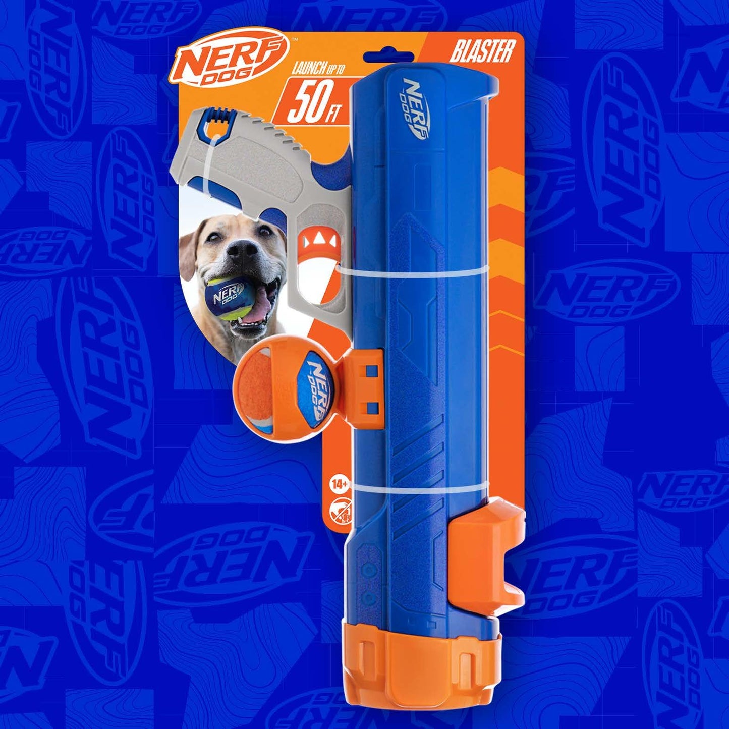 Nerf Dog Tennis Ball Blaster Dog Toy with 1 Ball, 16 in, Blue/Orange ๐ All In One Marketplace Canada
