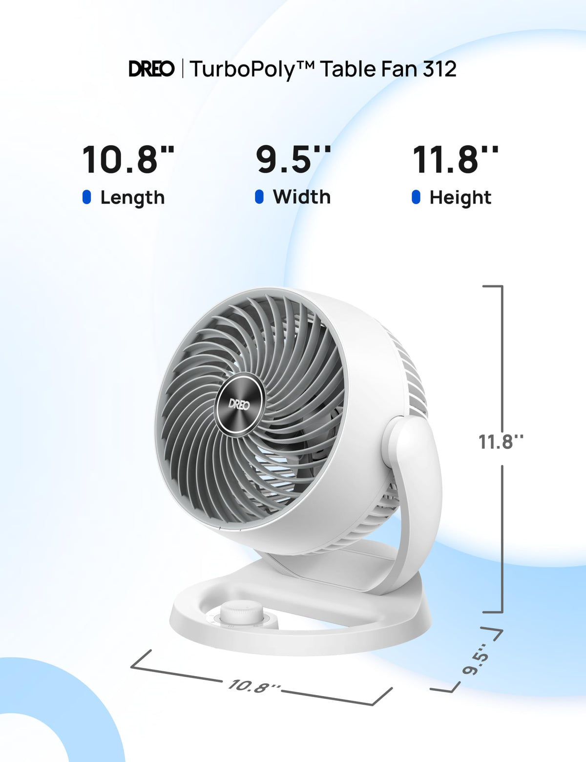 DREO Fan for Bedroom, 12 Inches, 70ft Powerful Airflow, 25db Quiet Table Air Circulator Fans for Whole Room, 120ยฐ Adjustable Tilt Desk Fan, 3 Speeds, Desktop Fan for Home, Office, Kitchen, RV ๐ All In One Marketplace Canada