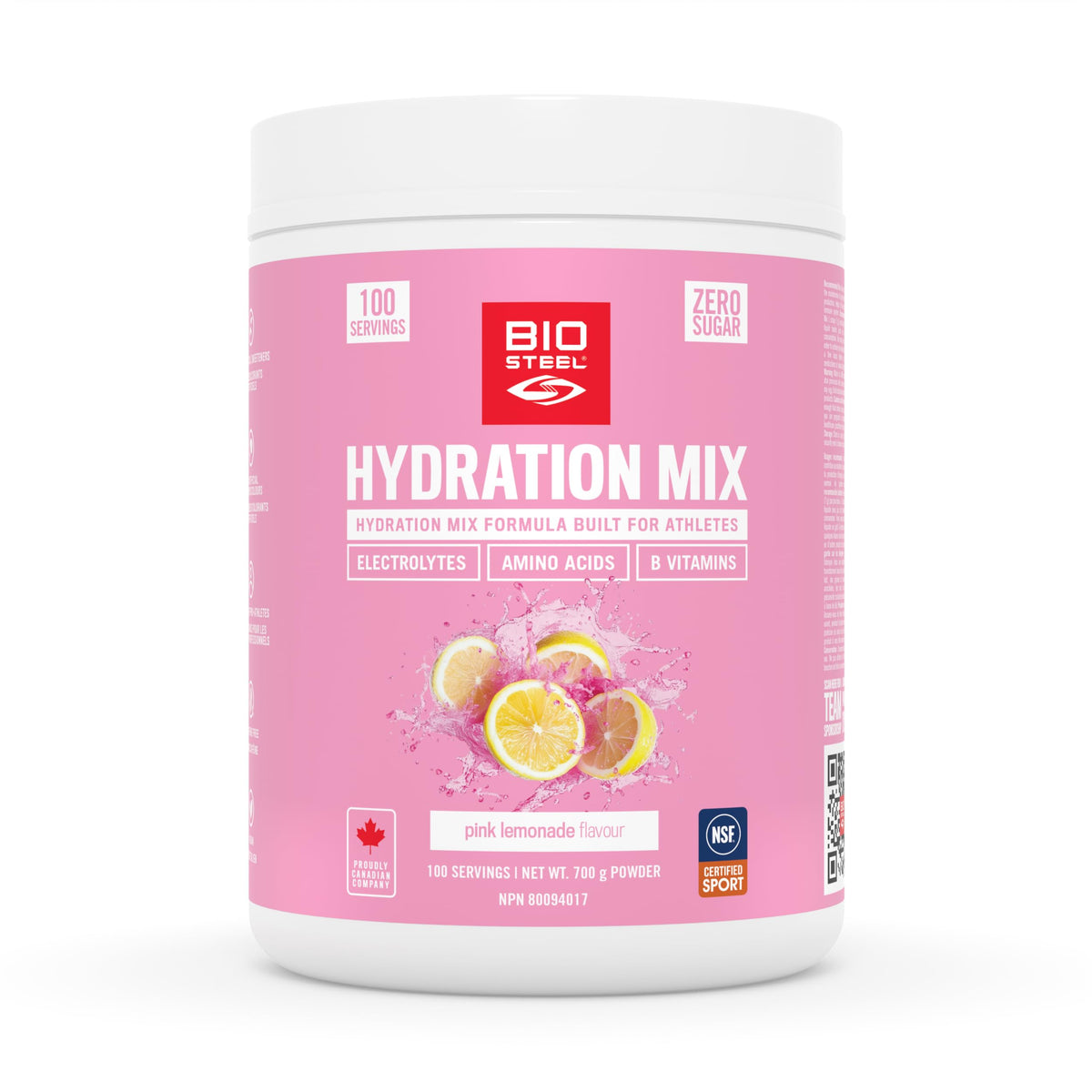 BioSteel Electrolyte Hydration Mix Powder, Zero Sugar, No Artificial Flavours, Pink Lemonade, 100 Serving Container đ All In One Marketplace Canada