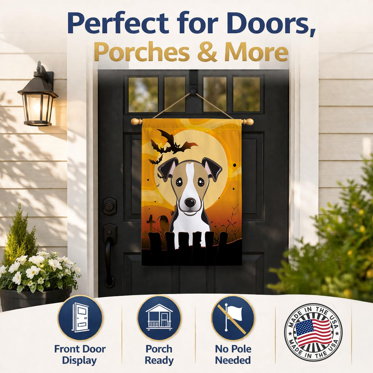 Caroline's Treasures BB1819CHF Halloween Jack Russell Terrier Canvas House Size Flag, Multicolor, Large