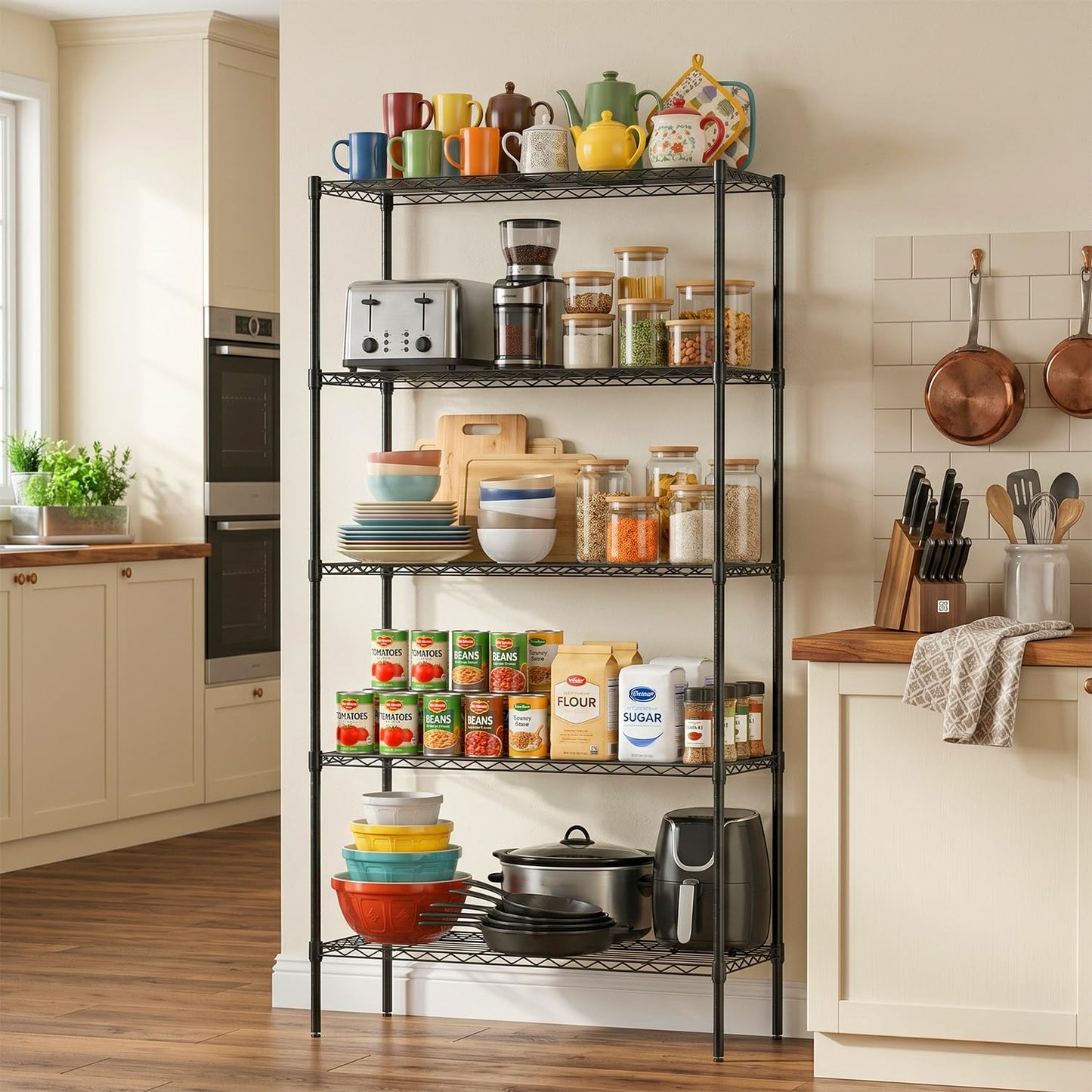 FDW Storage Shelves,Wire Shelving Unit Metal Shelves Heavy Duty Layer Rack Storage Rack Adjustable Utility (Black, 36"x 14"x 72") 🍁 All In One Marketplace Canada