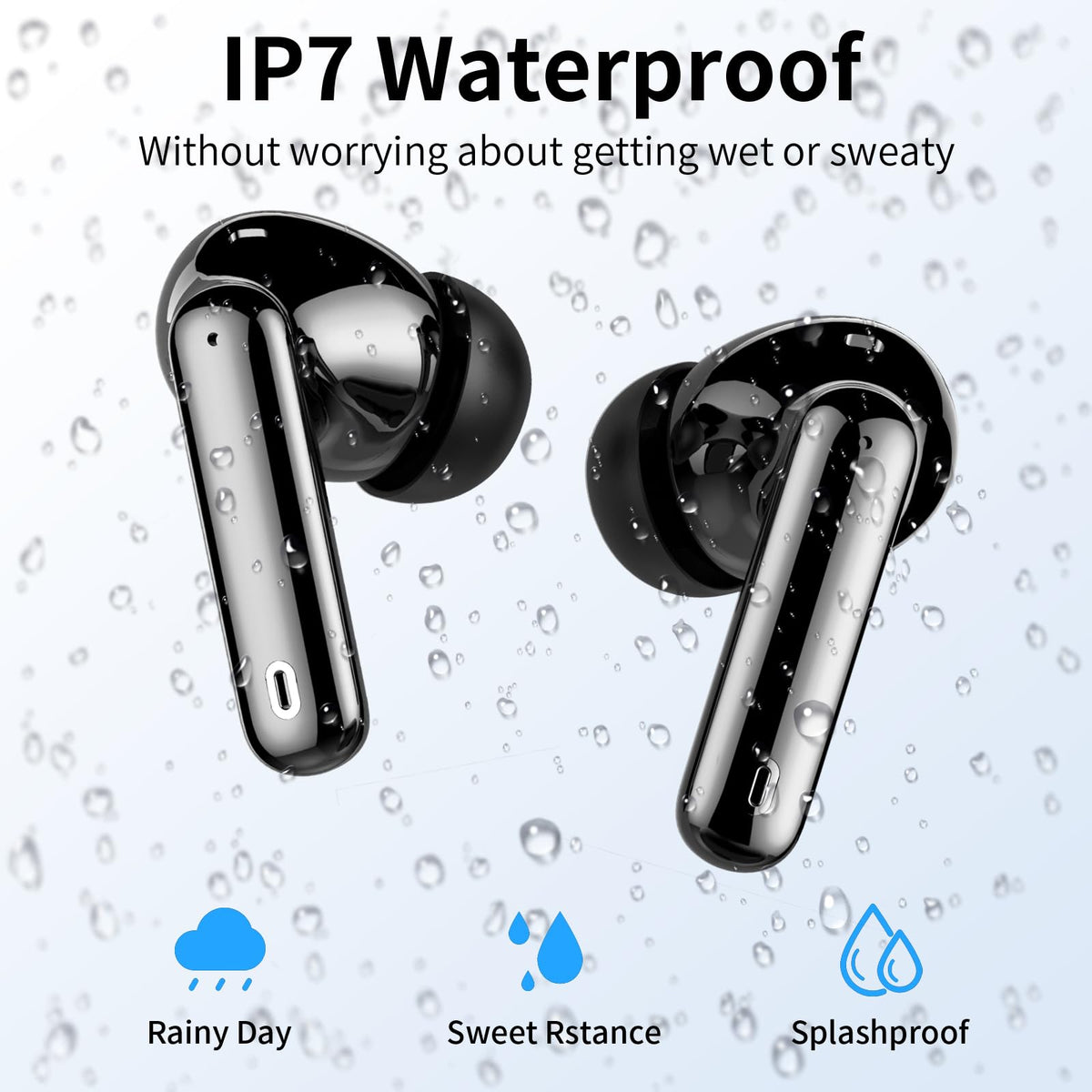 Wireless Earbuds, Bluetooth Headphones 5.4 HiFi Stereo, Wireless Earphones with ENC Noise Cancelling Mic, IP7 Waterproof in Ear Headphones, LED Digital Display Ear Buds, Touch Control, Black ๐ All In One Marketplace Canada