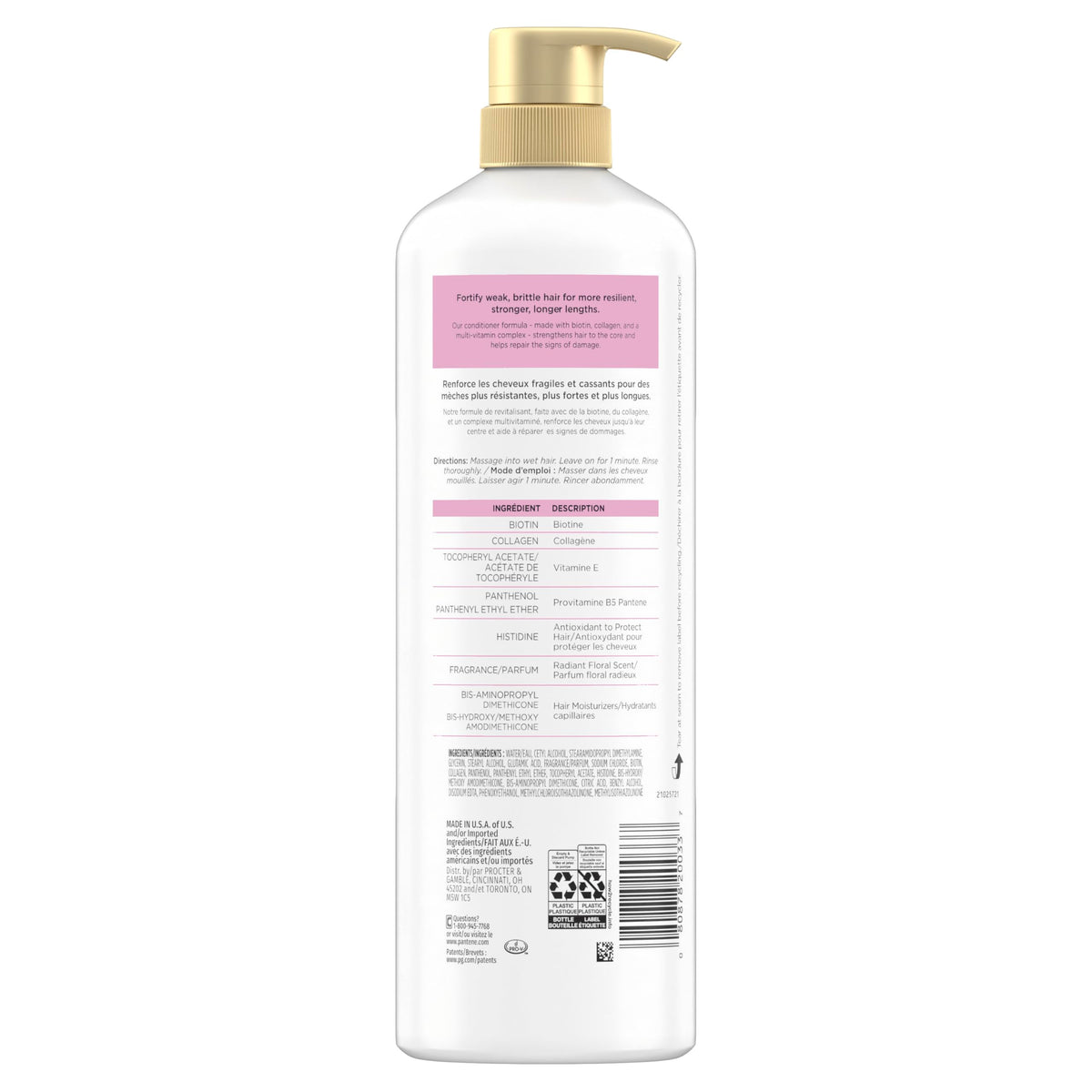 Pantene Pro-V Miracles Infinite Lengths Biotin + Collagen 1 Minute Miracle Conditioner, 888 mL đ All In One Marketplace Canada