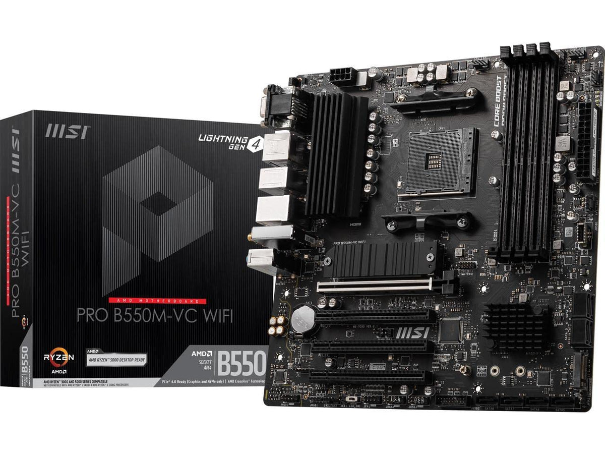 MSI PRO B550M-VC WiFi ProSeries Motherboard (AMD AM4, DDR4, PCIe 4.0, SATA 6Gb/s, M.2, USB 3.2 Gen 2, HDMI/DP, Wi-Fi, mATX) ๐ All In One Marketplace Canada