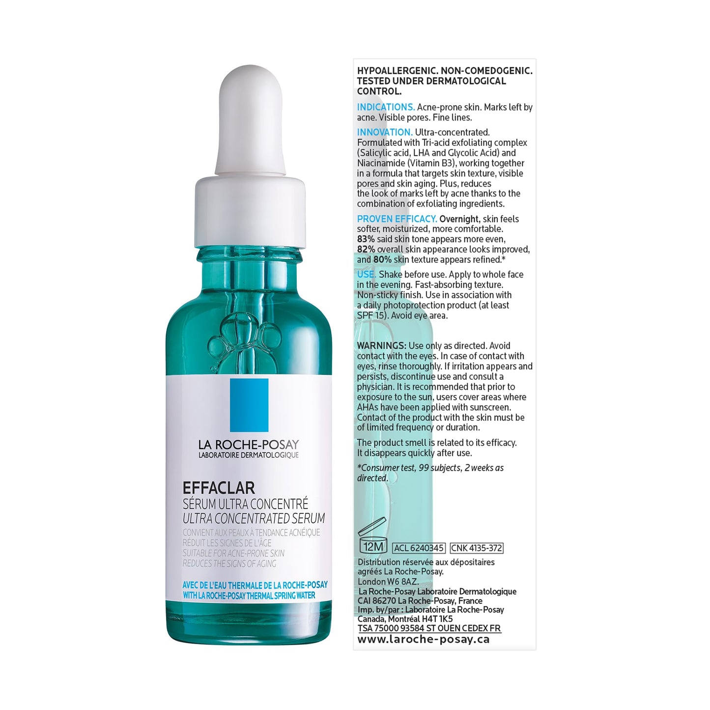 La Roche Posay Glycolic Acid Face Serum with Niacinamide & Salicylic Acid. Effaclar Ultra Concentrated Exfoliating Serum, Acne-Prone & Mature Skin, Recommended by Dermatologists, 30mL ๐ All In One Marketplace Canada