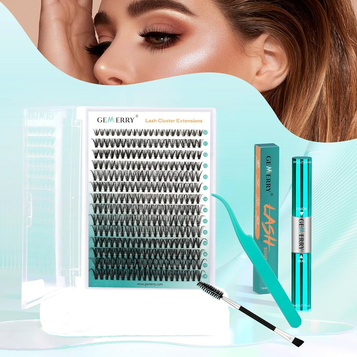 GEMERRY Cluster Lashes Lash Clusters Lash Extension Kit Black Brown Eyelashes 3D-200D 8-20mm (1 count (Pack of 1), Beginner Set-80D) ๐ All In One Marketplace Canada
