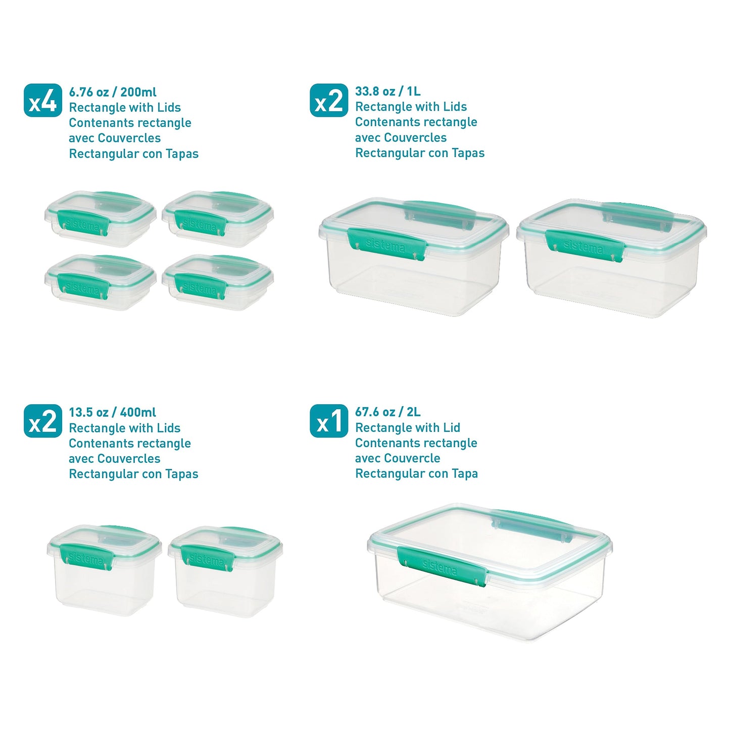 Sistema Food Storage Containers with Lids for Lunch, Meal Prep and Leftovers, Dishwasher Safe, BPA-Free, Teal, 18 Piece Set ๐ All In One Marketplace Canada