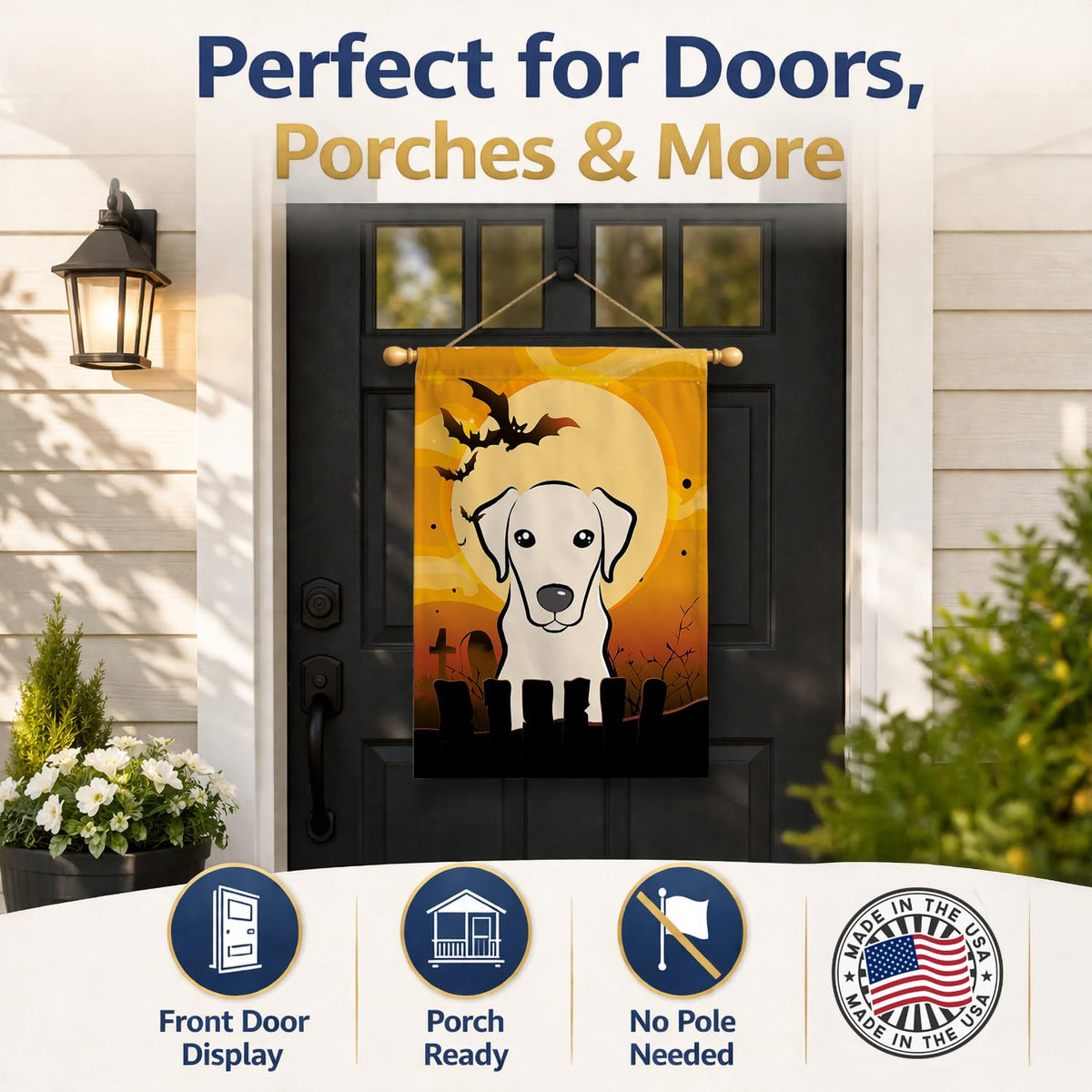 Caroline's Treasures BB1780CHF Halloween Yellow Labrador Canvas House Size Flag, Multicolor, Large