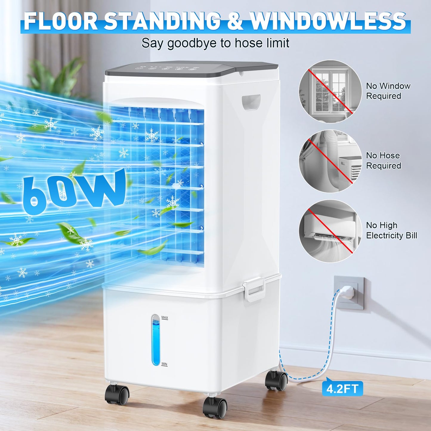 Portable Air Conditioner, 9.5L Portable AC Unit, 24H Fast Cooling, 3 Speeds Cooling Fan, Quiet Air Conditioner Portable w/7H Timer & Remote, Evaporative Air Cooler for Bedroom Home Office 🍁 All In One Marketplace Canada
