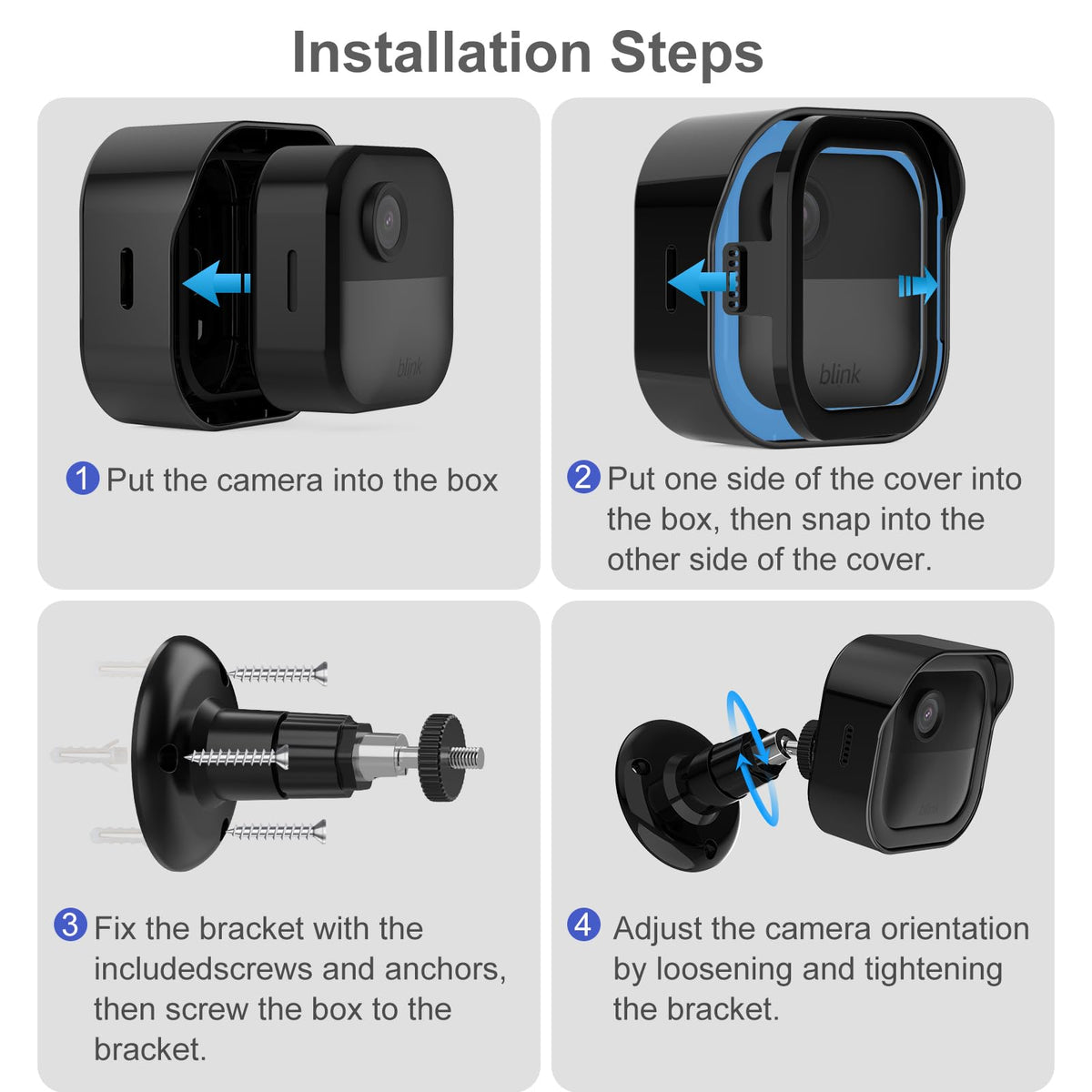 All-New Blink Camera Mount for Outdoor 4/2K+, 3 Pack Protective Cover and 360 Degree Adjustable Mounting Bracket, Blink Sync Module Outlet Mount (Black) ๐ All In One Marketplace Canada