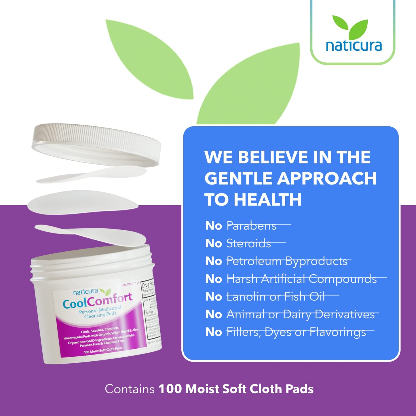 CoolComfort Personal Cleansing Pads with Organic Witch Hazel and Aloe Vera - All Natural and Fast Acting Wipes for Hemorrhoid Burning, Itching, Pain and Swelling - 100 Pads - No Parabens π All In One Marketplace Canada