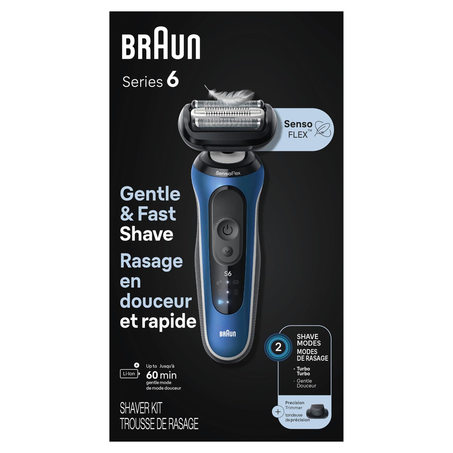 Braun Electric Razor for Men Series 6, Beard Shaver, Electric Shaver, GentleFlex, SkinGentle Foil, with Precision Trimmer, S6 6120s, 1 item π All In One Marketplace Canada