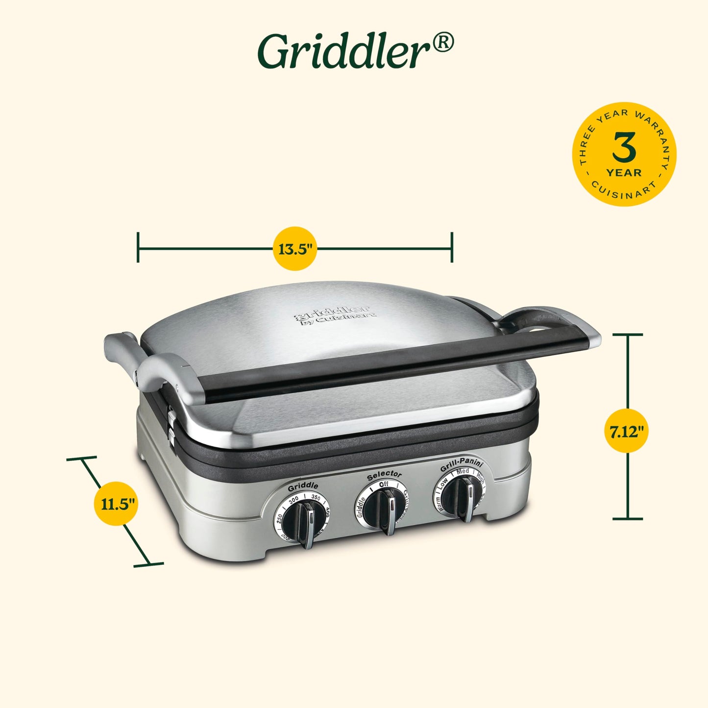 Cuisinart 5-in-1 Griddler with Reversible Nonstick Grill and Griddle Plates, Silver (CGR-4NEC) 🍁 All In One Marketplace Canada