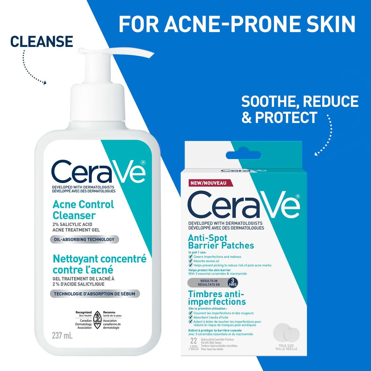 CeraVe Spot Barrier Patches, Hydrocolloid Acne Spot Patch with Niacinamide & 3 Essential Ceramides, Invisible on All Skin Tones, for Acne-Prone & Sensitive Skin, 22 count ๐ All In One Marketplace Canada