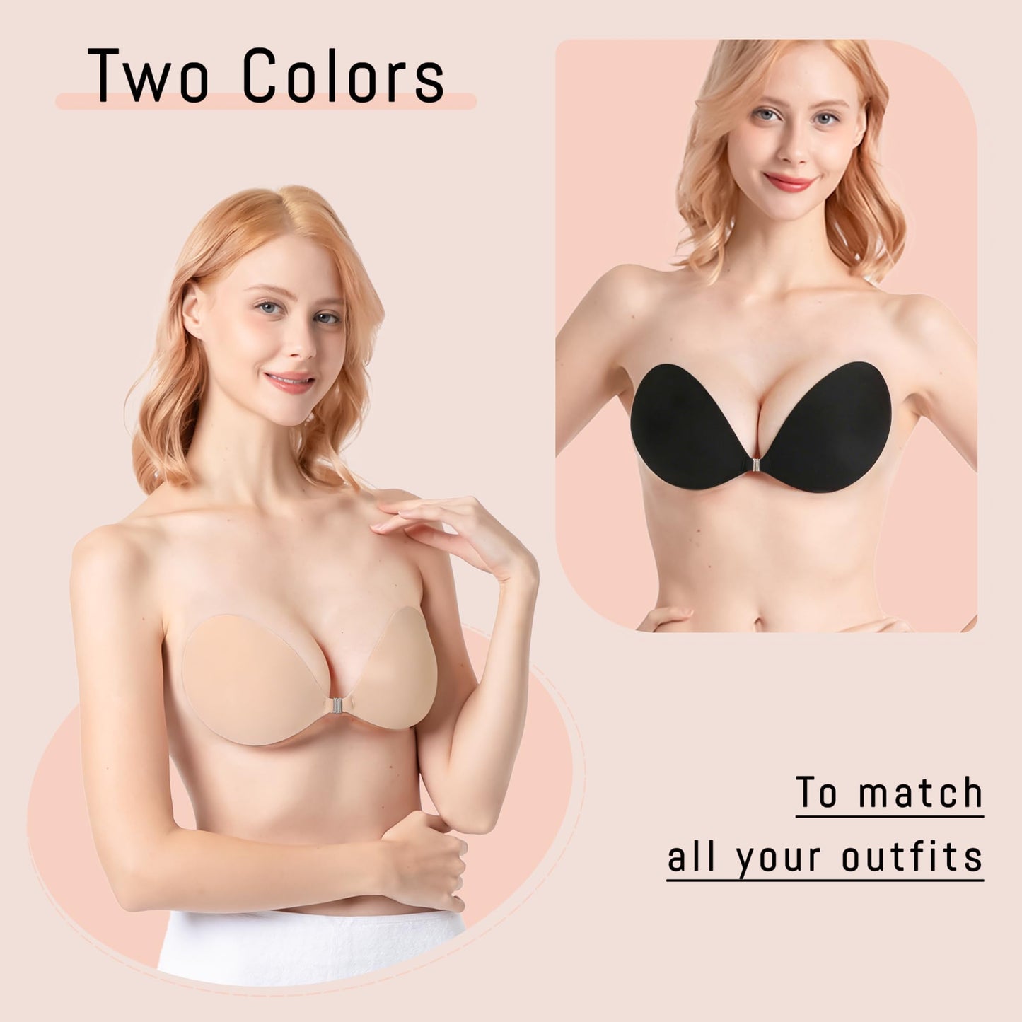 GKHWON Adhesive Bra Strapless Backless Invisible Push Up Sticky Bra with Silicone Nipple Covers Reusable Beige B ๐ All In One Marketplace Canada