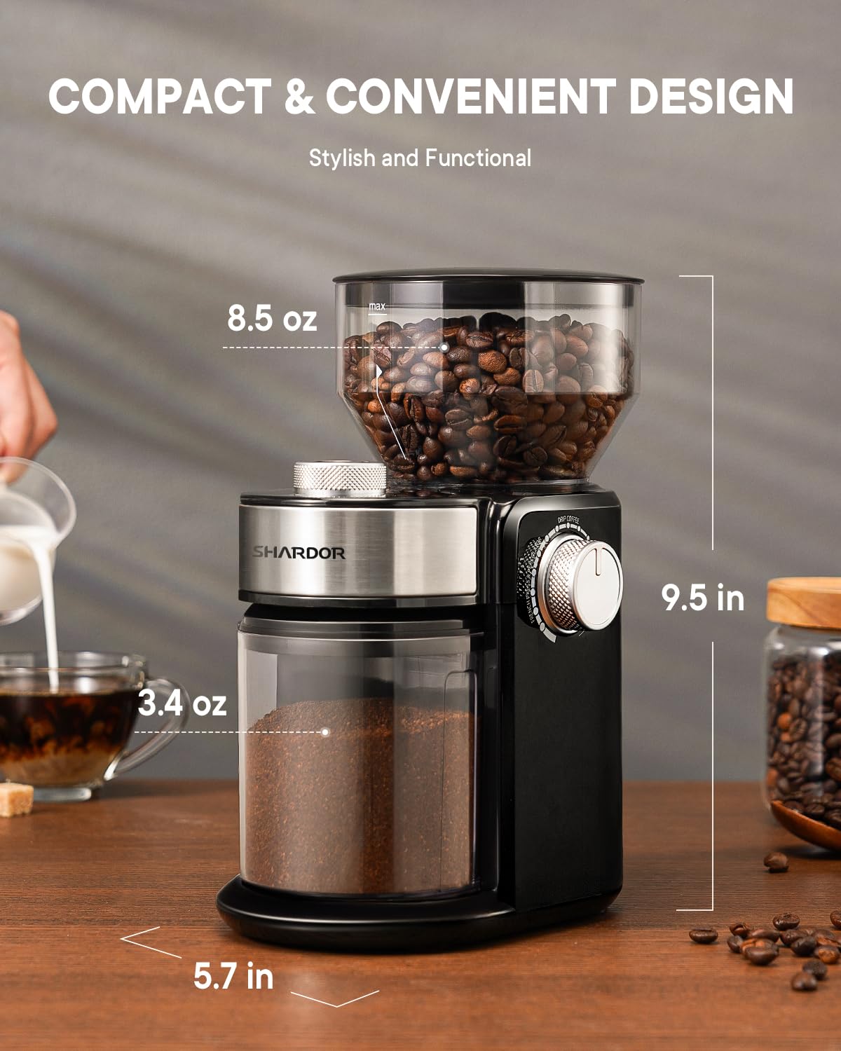 SHARDOR Electric Burr Coffee Grinder 2.0, Automatic Coffee Bean Grinder with 16 Precise Grind Setting, Adjustable Flat Burr Mill for French Press, Drip Coffee and Espresso, 2-14 Cup, Black ๐ All In One Marketplace Canada