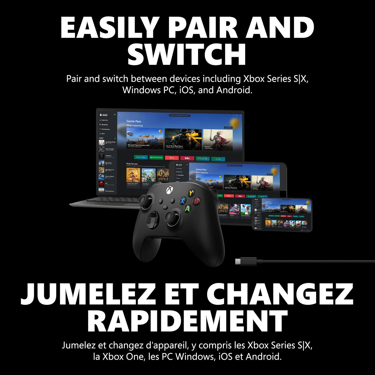 XBOX Core Wireless Gaming Controller + USB-C Cable for Series X|S, One, Windows PC, Android, and iOS ๐ All In One Marketplace Canada