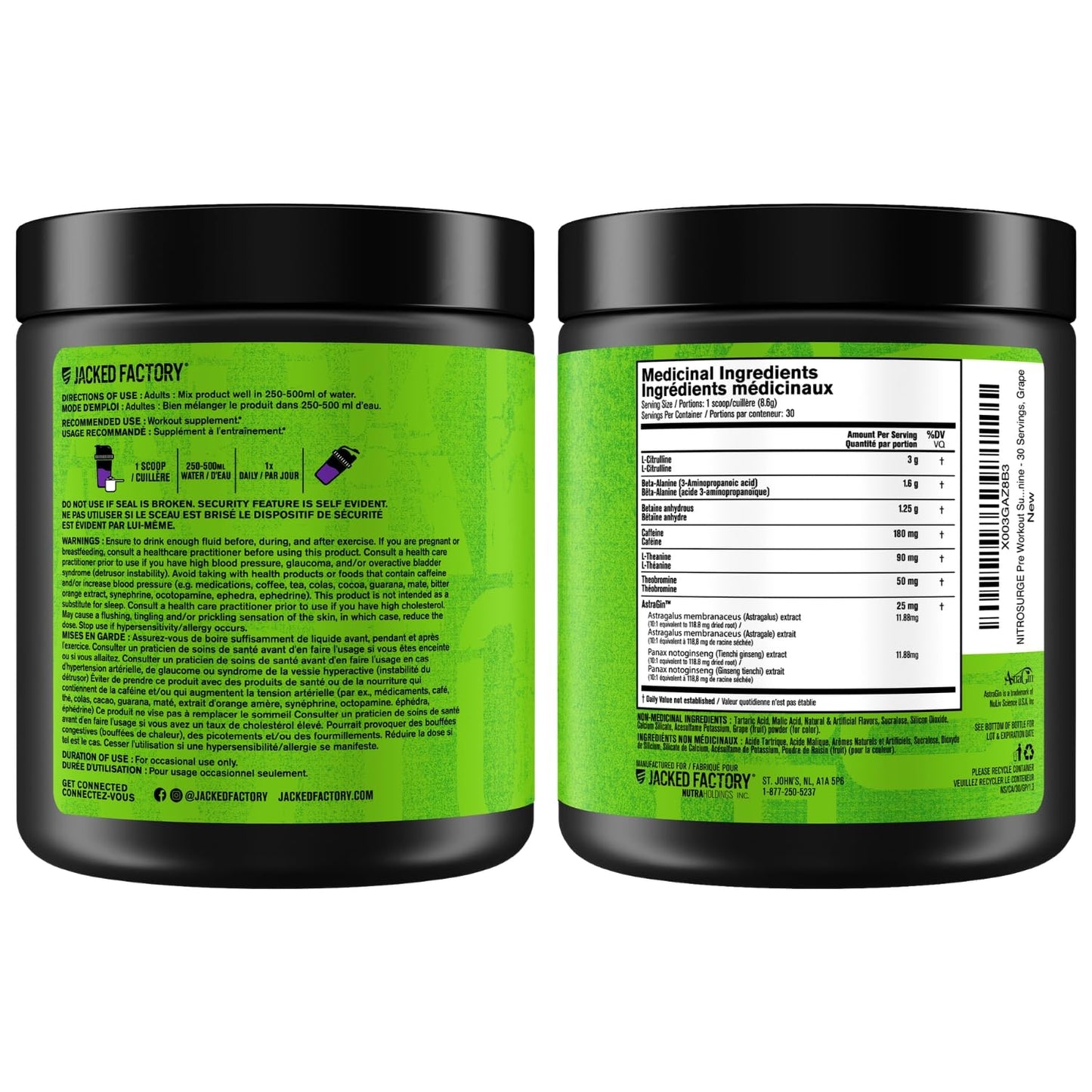 NITROSURGE Pre Workout Supplement - Endless Energy, Instant Strength Gains, Clear Focus, Intense Pumps - Nitric Oxide Booster & Preworkout Powder with Beta Alanine - 30 Servings, Grape ๐ All In One Marketplace Canada