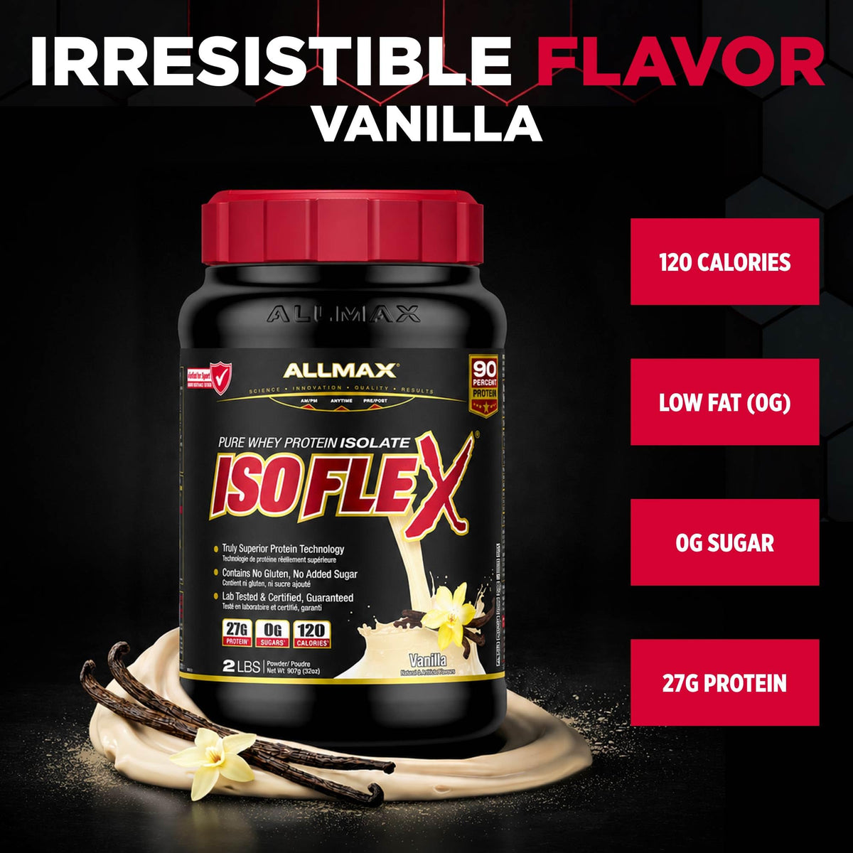 ALLMAX ISOFLEX Whey Protein Isolate, Vanilla, 2 lb ๐ All In One Marketplace Canada