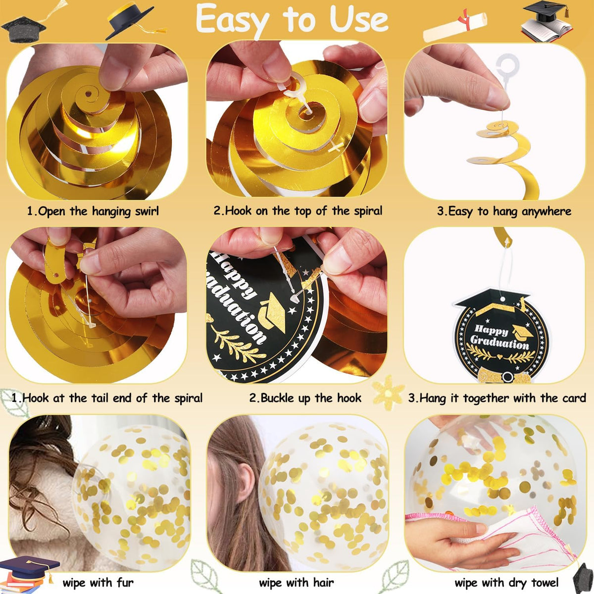 Graduation Decorations Class of 2026, 12Pcs Black and Gold balloons with Swirl and Graduation Garland Congrats Grad 2026 Banner for College High School Party Supplies 🍁 All In One Marketplace Canada