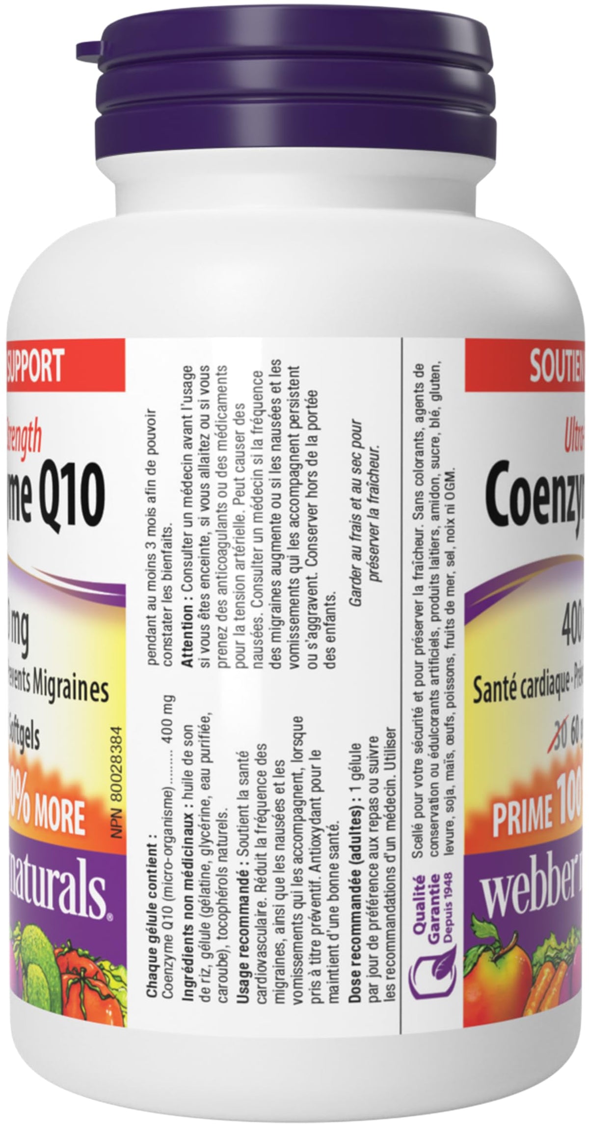 Webber Naturals Coenzyme Q10 (CoQ10) 400 mg, 60 Softgels, Ultra Strength, High Potency Antioxidant, For Heart Health, Cellular Energy Production, and Migraine Support ๐ All In One Marketplace Canada