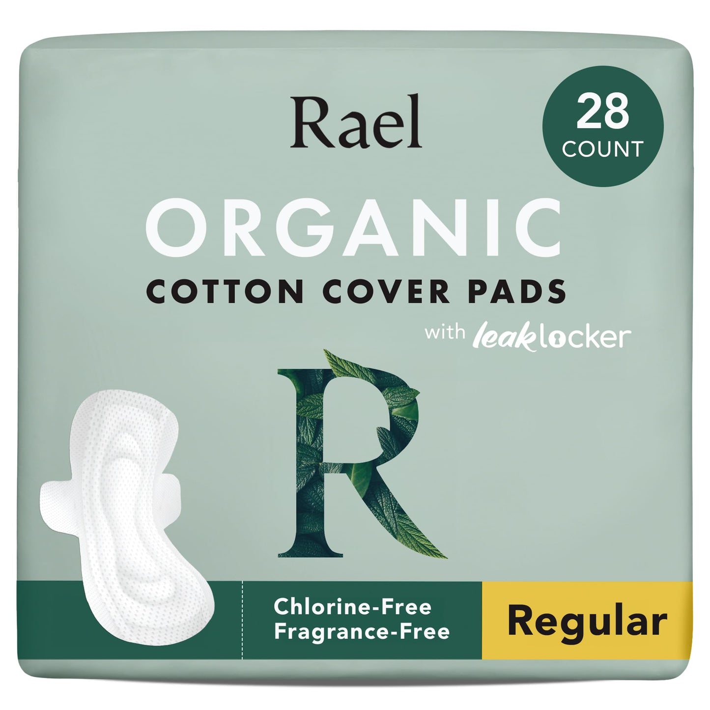 Rael Organic Cotton Cover Pads - Regular Absorbency, Unscented, Ultra Thin Pads with Wings for Women (Regular, 28 Count) ๐ All In One Marketplace Canada