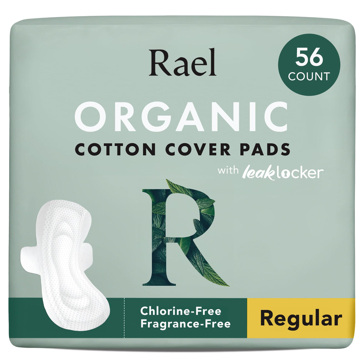 Rael Organic Cotton Cover Pads - Regular Absorbency, Unscented, Ultra Thin Pads with Wings for Women (56 Total) ๐ All In One Marketplace Canada